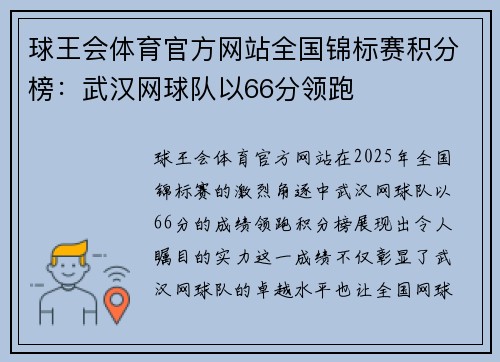 球王会体育官方网站全国锦标赛积分榜：武汉网球队以66分领跑